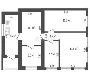 Дом 58м², 2-этажный, участок 3 сот.