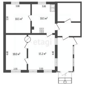 Дом 46м², 1-этажный, участок 6 сот.  