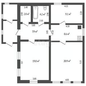 Дом 73м², 1-этажный, участок 6 сот.  