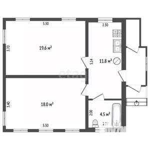 Дом 55м&sup2;, 1-этажный, участок 6 сот.  