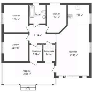 Дом 91м&sup2;, 1-этажный, участок 8 сот.  