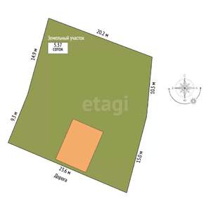 Дом 62м&sup2;, 1-этажный, участок 5 сот.  