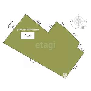 Дом 64м&sup2;, 1-этажный, участок 8 сот.  