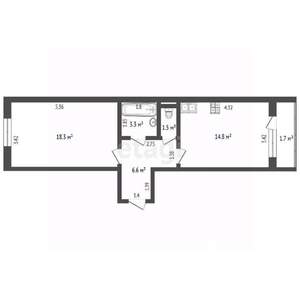 1-к квартира, на длительный срок, 45м2, 4/5 этаж