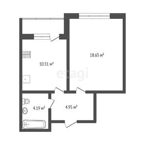 1-к квартира, на длительный срок, 40м2, 6/9 этаж