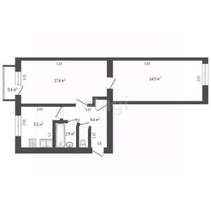 2-к квартира, на длительный срок, 45м2, 5/5 этаж