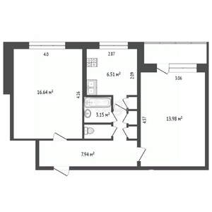 2-к квартира, на длительный срок, 49м2, 3/9 этаж