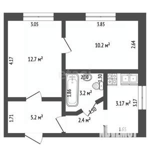 2-к квартира, на длительный срок, 39м2, 2/5 этаж