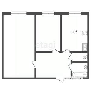 2-к квартира, на длительный срок, 48м2, 5/5 этаж