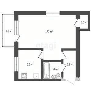 1-к квартира, на длительный срок, 30м2, 4/4 этаж