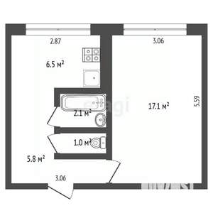 1-к квартира, на длительный срок, 33м2, 3/5 этаж