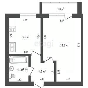 1-к квартира, вторичка, 37м2, 1/5 этаж