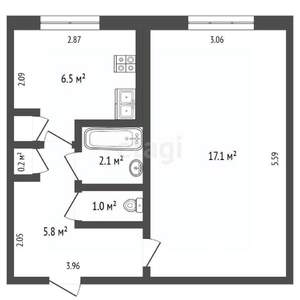 1-к квартира, вторичка, 33м2, 5/5 этаж