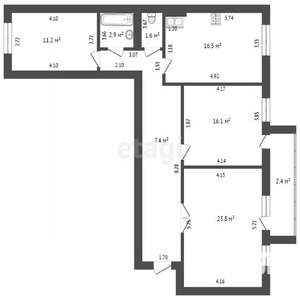 3-к квартира, вторичка, 92м2, 6/9 этаж