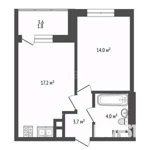 1-к квартира, вторичка, 42м2, 3/18 этаж