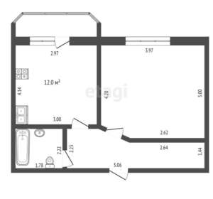 1-к квартира, вторичка, 44м2, 3/11 этаж