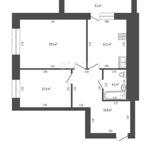 2-к квартира, вторичка, 66м2, 1/9 этаж