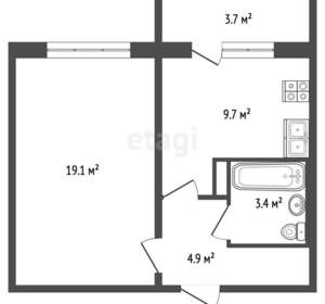 1-к квартира, вторичка, 39м2, 6/9 этаж