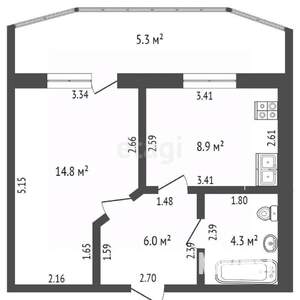1-к квартира, вторичка, 34м2, 6/10 этаж