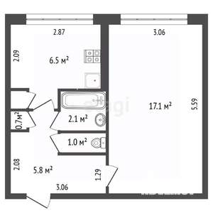 1-к квартира, вторичка, 32м2, 2/5 этаж