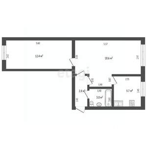 2-к квартира, вторичка, 43м2, 4/5 этаж