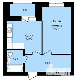 1-к квартира, строящийся дом, 42м2, 12/12 этаж