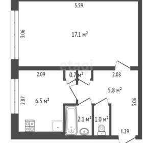 1-к квартира, вторичка, 33м2, 4/5 этаж