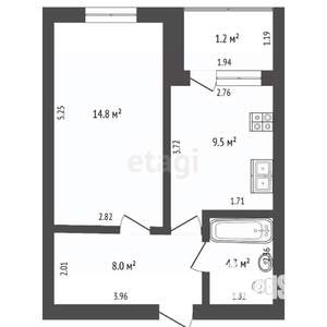 1-к квартира, вторичка, 38м2, 10/12 этаж