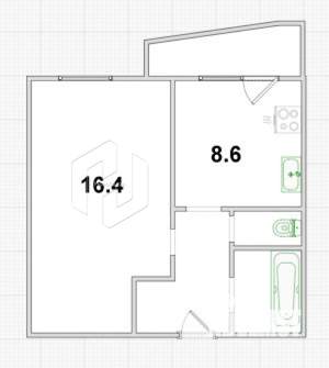 1-к квартира, вторичка, 33м2, 1/5 этаж