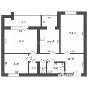 3-к квартира, вторичка, 69м2, 10/12 этаж