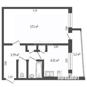 1-к квартира, вторичка, 34м2, 1/5 этаж