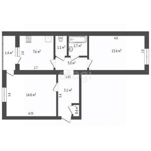 2-к квартира, вторичка, 48м2, 4/5 этаж