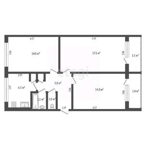 3-к квартира, вторичка, 61м2, 5/5 этаж