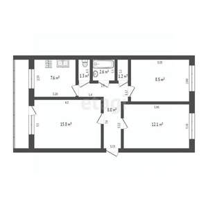 3-к квартира, вторичка, 57м2, 4/5 этаж