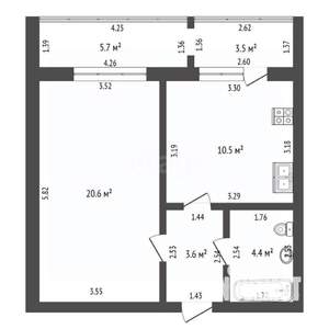 1-к квартира, вторичка, 39м2, 12/12 этаж