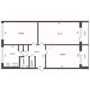 3-к квартира, вторичка, 61м2, 5/5 этаж