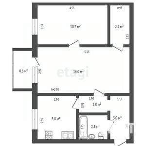 2-к квартира, вторичка, 42м2, 4/4 этаж