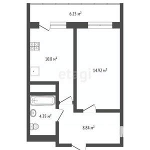 1-к квартира, вторичка, 43м2, 7/18 этаж