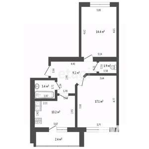 2-к квартира, вторичка, 59м2, 2/9 этаж