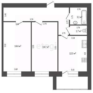 2-к квартира, вторичка, 58м2, 7/11 этаж