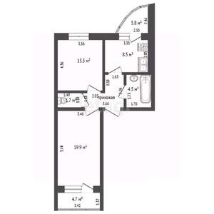 2-к квартира, вторичка, 58м2, 5/9 этаж