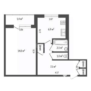 1-к квартира, вторичка, 33м2, 7/10 этаж