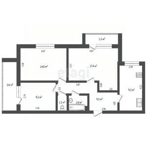 3-к квартира, вторичка, 63м2, 8/9 этаж