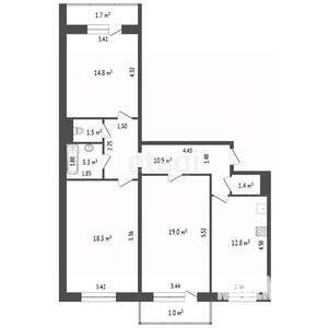 3-к квартира, вторичка, 82м2, 8/10 этаж