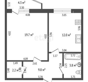 1-к квартира, вторичка, 45м2, 9/17 этаж