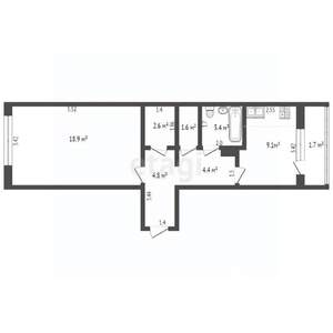 1-к квартира, вторичка, 45м2, 7/10 этаж