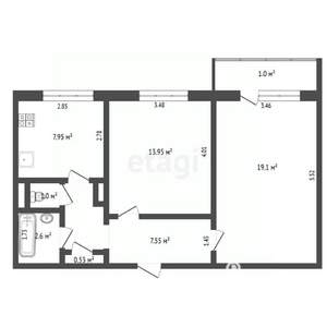 2-к квартира, вторичка, 58м2, 8/10 этаж