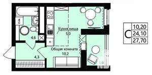 Студия квартира, вторичка, 24м2, 11/18 этаж