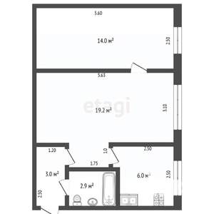 2-к квартира, вторичка, 45м2, 1/5 этаж