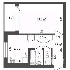 1-к квартира, вторичка, 29м2, 1/9 этаж